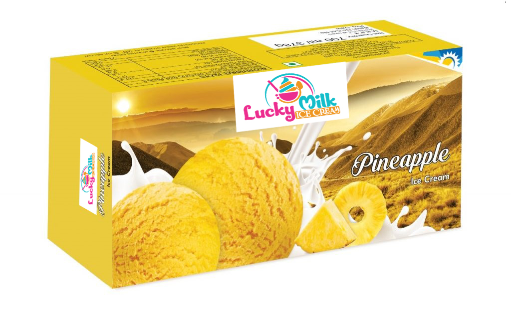 Lucky Milk ice cream scoops brand banner