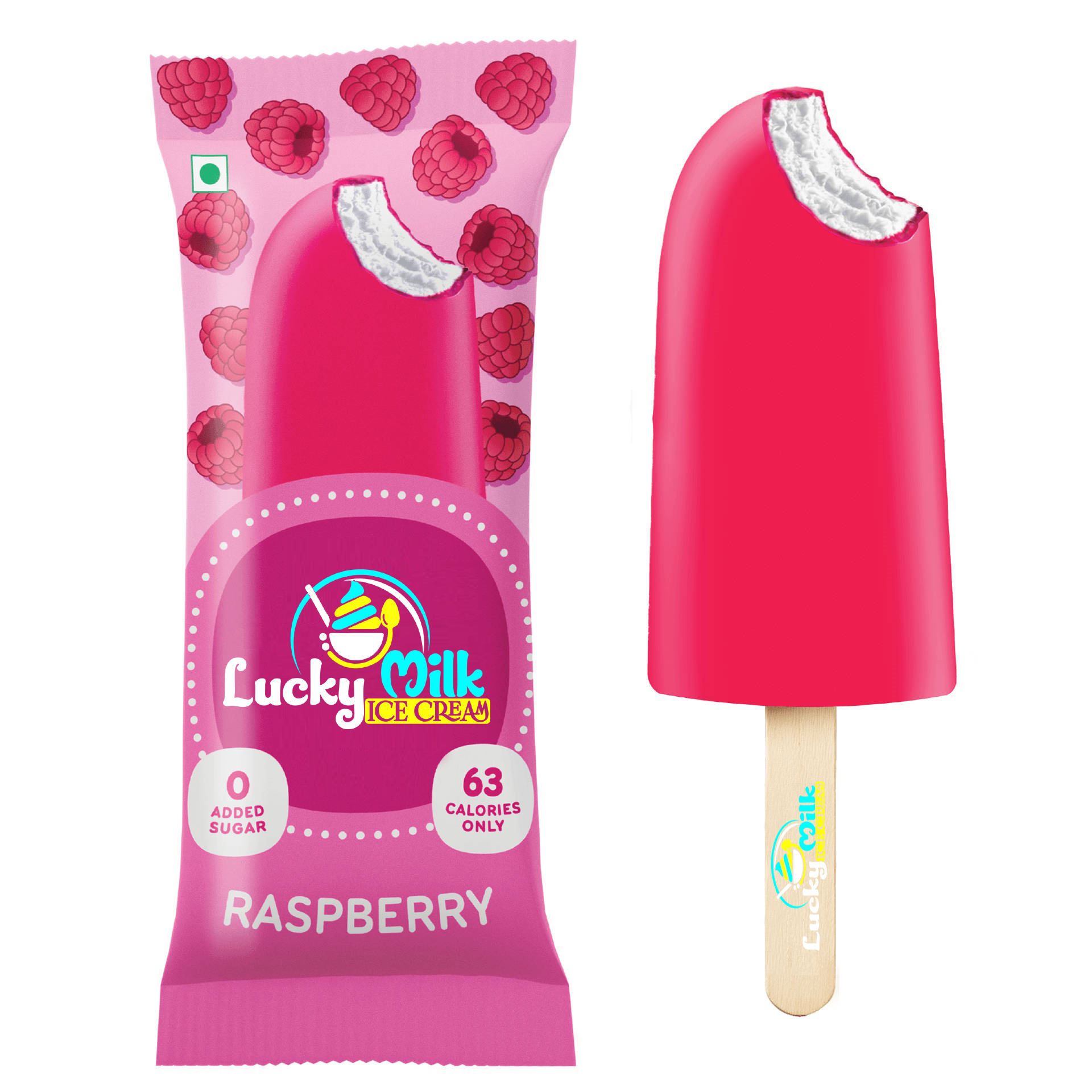 Lucky Milk raspberry stick ice cream